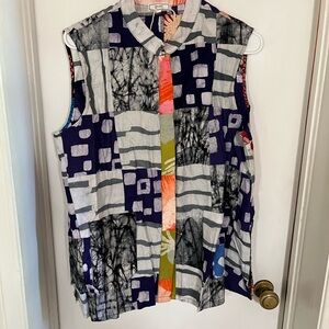 Zuri Colorful Patchwork Sleeveless Blouse Medium
